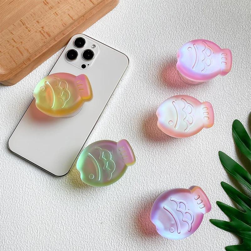 Korean 3D Cute Laser Crystal Color Fish Phone Grip Tok Griptok Phone Holder for IPhone 15 14 13 Phone Pro Max Stand Holder