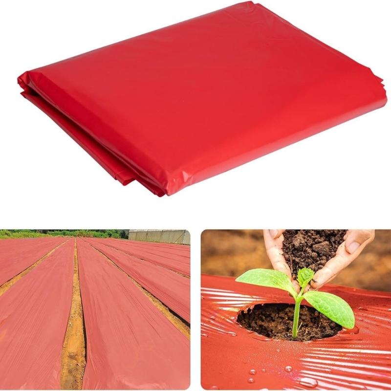 7.5x1.2m Red Mulch Garden Plastic Film Red Plastic Mulch Film Red Grow Film for Strawberries Tomatoes Peppers