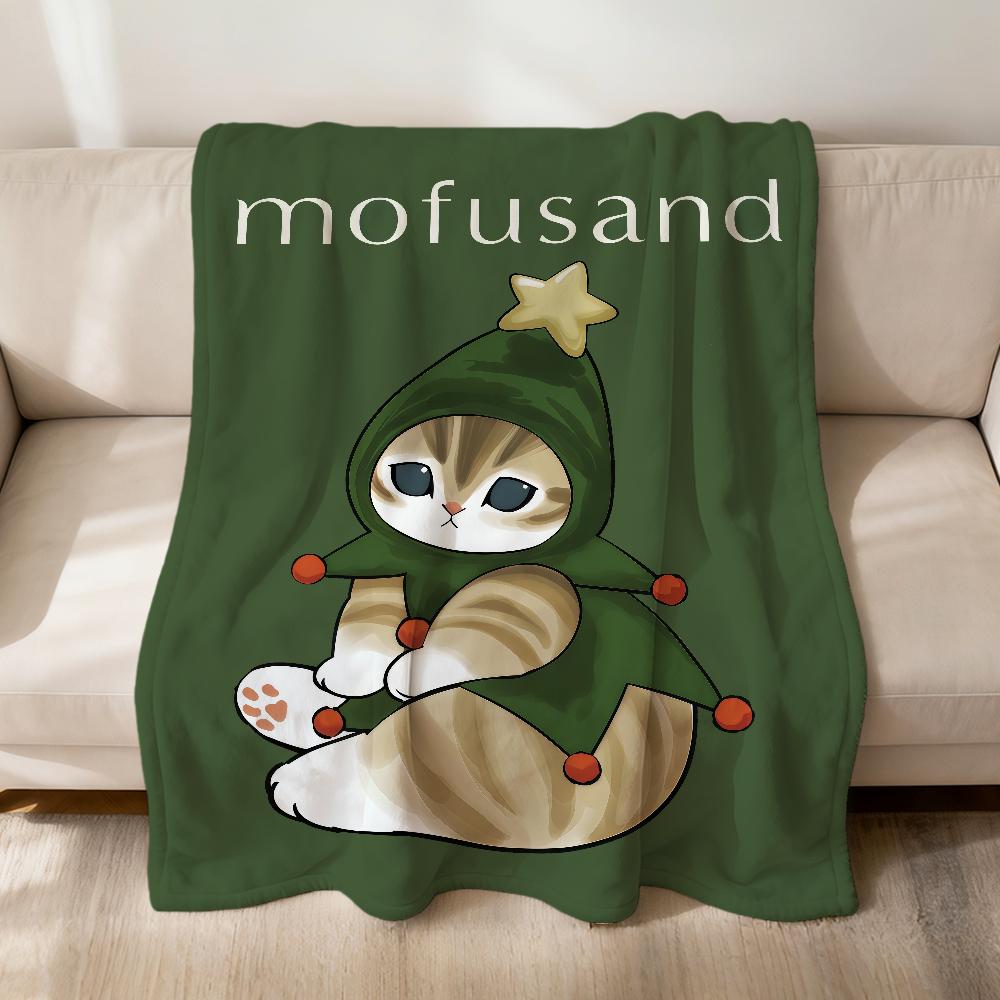 

kawaii cat Christmas m-mofusand Flannel soft warm plush blanket for sofa living room pet hogar bedroom gift home Car portable 30x40in