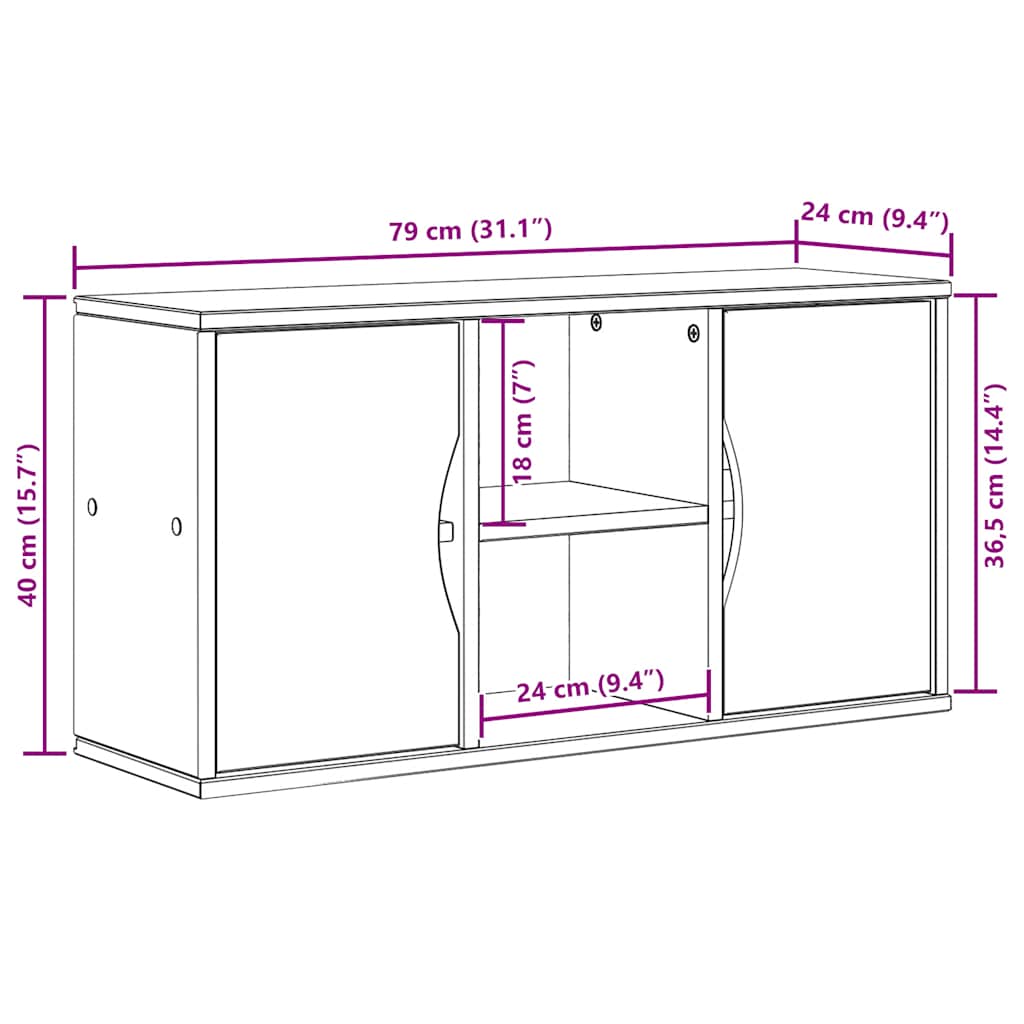 ODDA White TV Stand 79 x 24 x 40 cm Solid Pine Wood
