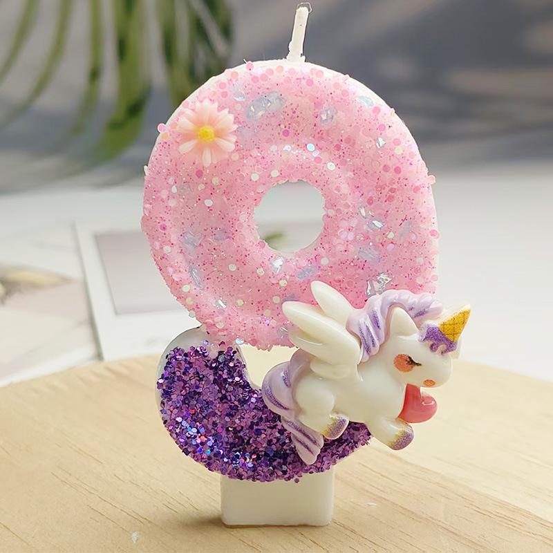Creative Design Cute Cartoon Unicorn Birthday Candle Cake Atmosphere Birthday Decoration Candle Colorful