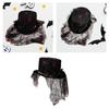 Wide Border Witch Hat Flower Decorative Hat Skull Pattern Hat Vintages Look Hat for Dress Up Event
