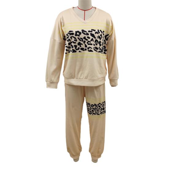 2 Stück/Set Damen Freizeitoutfit Top Hose Set V-Ausschnitt Lange Ärmel