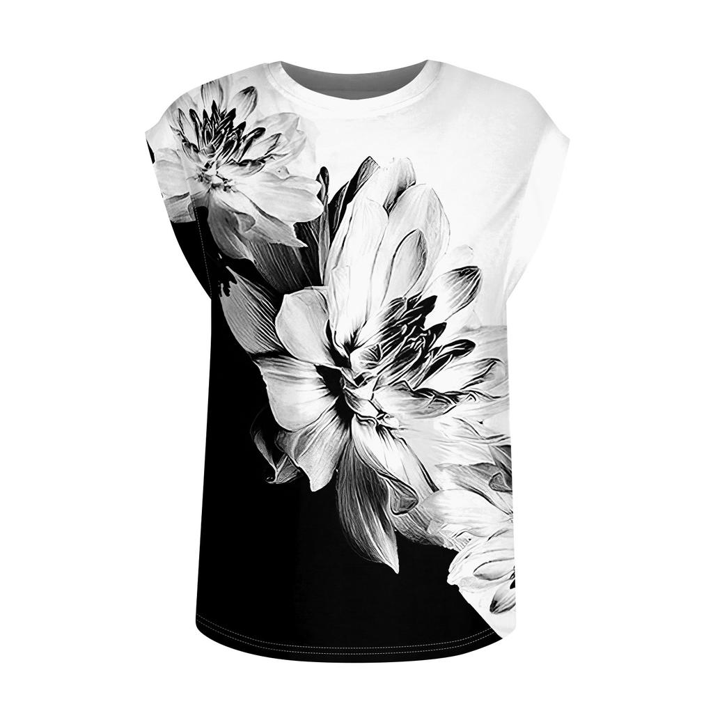 Women's Cap Sleeve Top Summer Printed Tank Top Basic T-Shirt Casual Loose