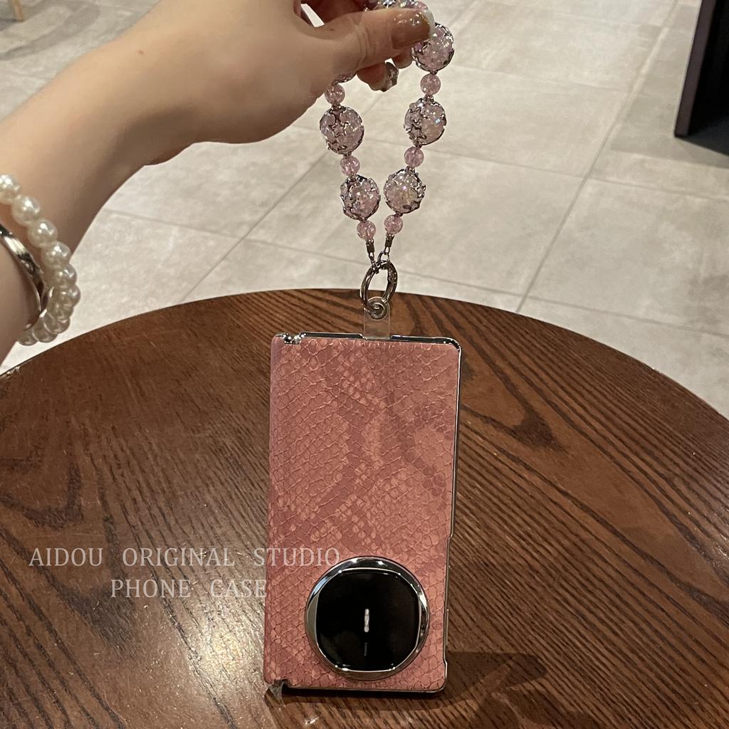 Light Luxury Gilt Snakeskin Pattern Is Suitable for Huawei MateX7 Folding Screen Mobile Phone Case MateX6 Electroplated Silver Edge Protective Case.