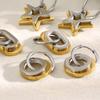 MamacitaSlay 316L Stainless Steel Two Tone Star Oval Round Hoop Earrings Party Waterproof Jewelry Women's Unique Cool Earrings