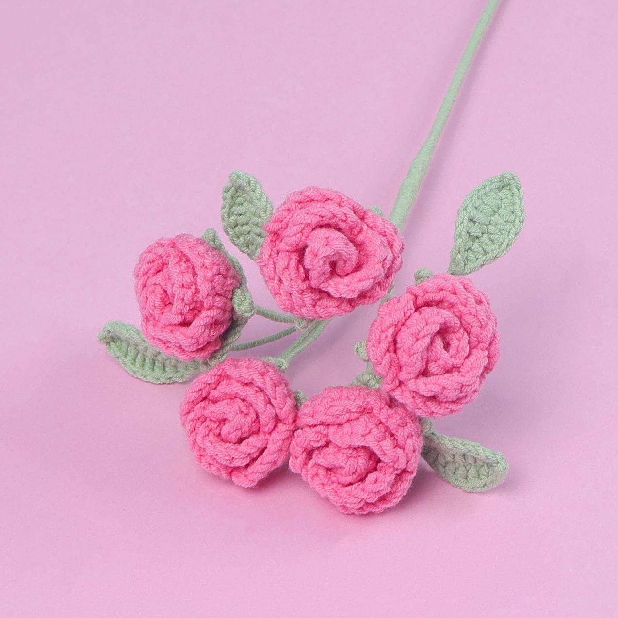 

Rose Crochet Bouquets Creative Knitting Rose Flower Handwoven Flowers Wedding Decor Gift Home Decor