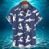 3D Animal Shark Print Hawaiian Shirt Men's Summer Casual Shirt Fashion Short Sleeved Sea World Loose Street Blouse Clothes