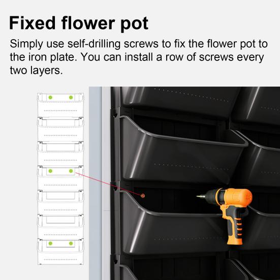 Samonawadniający doniczka ścienna Zewnętrzna doniczka montowana na ścianie Pionowa doniczka do układania w stos z otworami drenażowymi na balkon Podwórko Ogrodnictwo pionowe