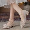 French Light Luxury Bridesmaid Shoes Xiuhe Wedding Dress Two Wear Bridal Shoes Pregnant Women Can Wear Daily Pointed Bow Single Shoes Women