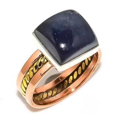 Natural Sunstone In Lolite Two Tone 925 Sterling Silver Jewelry Ring S.10 B1q57
