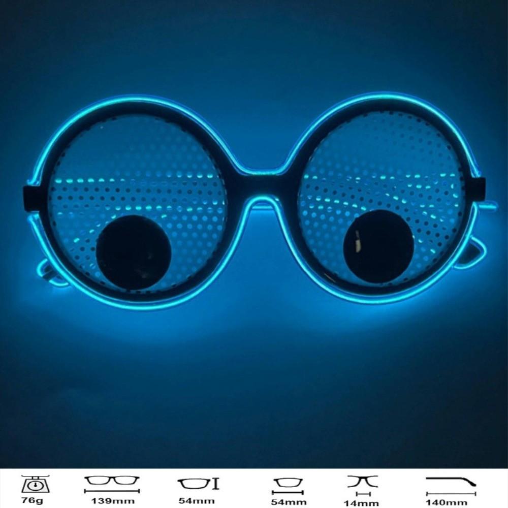 Rotating Eyeballs Glowing Glasses Round Frame Party Glasses Funny Neon Glasses  Halloween Party синий