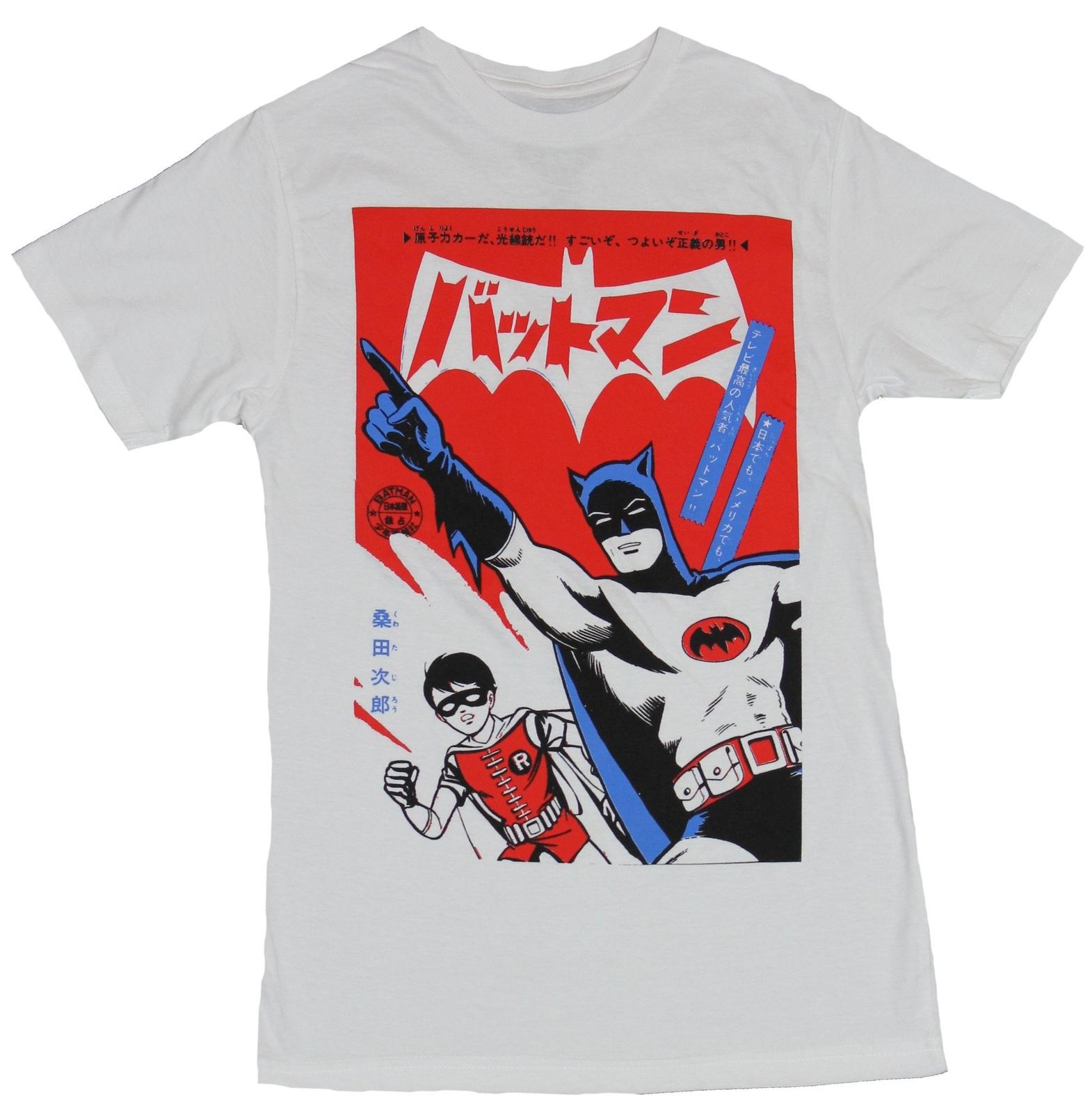 Batmanga Batman Mens T-shirt Pointing Bam Robin Run Red Box Under Logo S