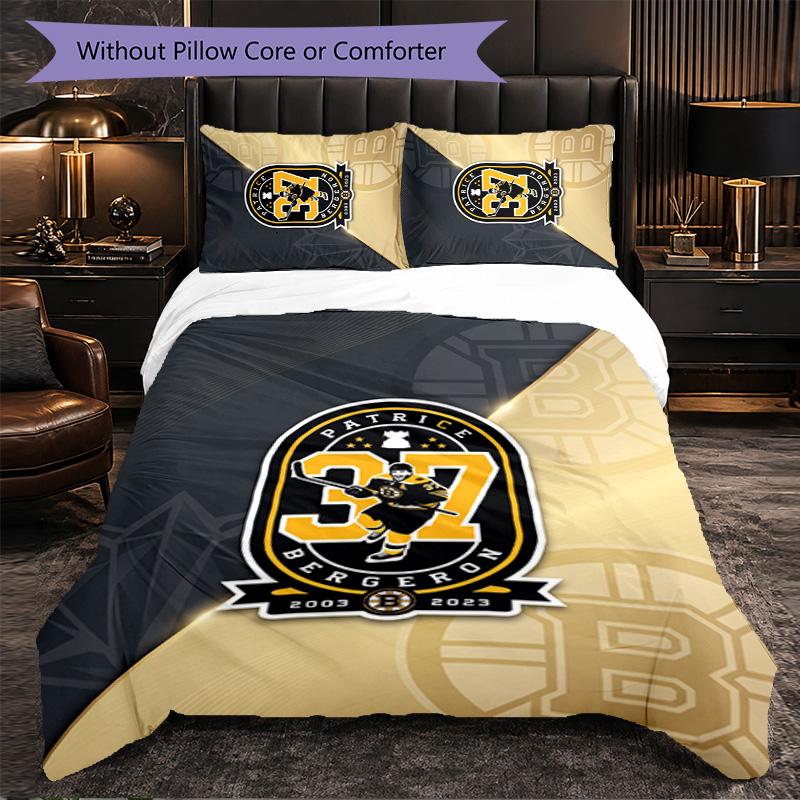 Set Biancheria da Letto Boston Bruins in Microfibra 3 Pezzi Copripiumino Decorativo per Camera da Letto Uso Domestico