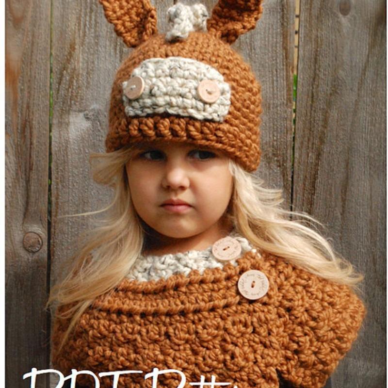 New Children's Hat Pony Knitted Hat Scarf Two-piece Set Wool Crochet Warm Animal Hat