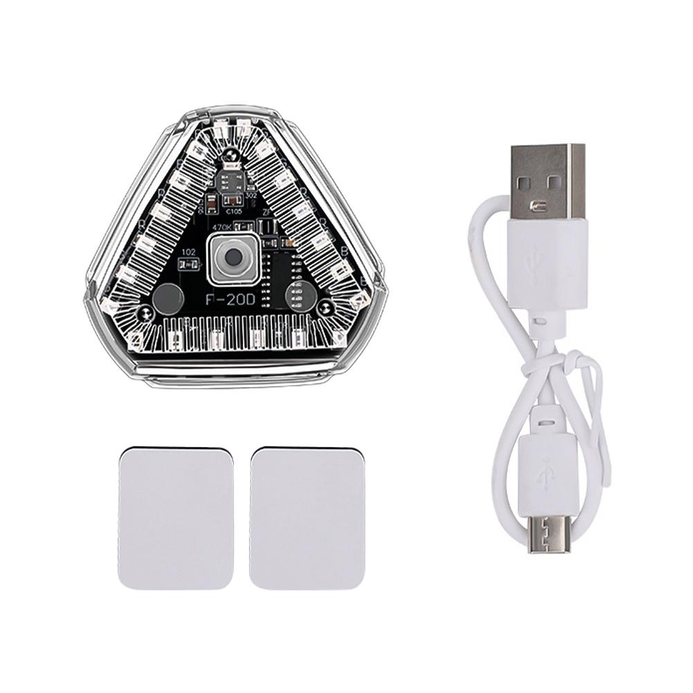 Motorcycle Triangles Solar Power LED Strobe Warning Light Rear Collision Flashing Signal Lamp Car Motorbike Tail Colorful Night