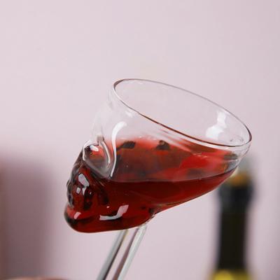 Botella de vino y cerveza transparente, copa de cristal con forma de calavera, copa de vino tinto, suministros para barra sobria