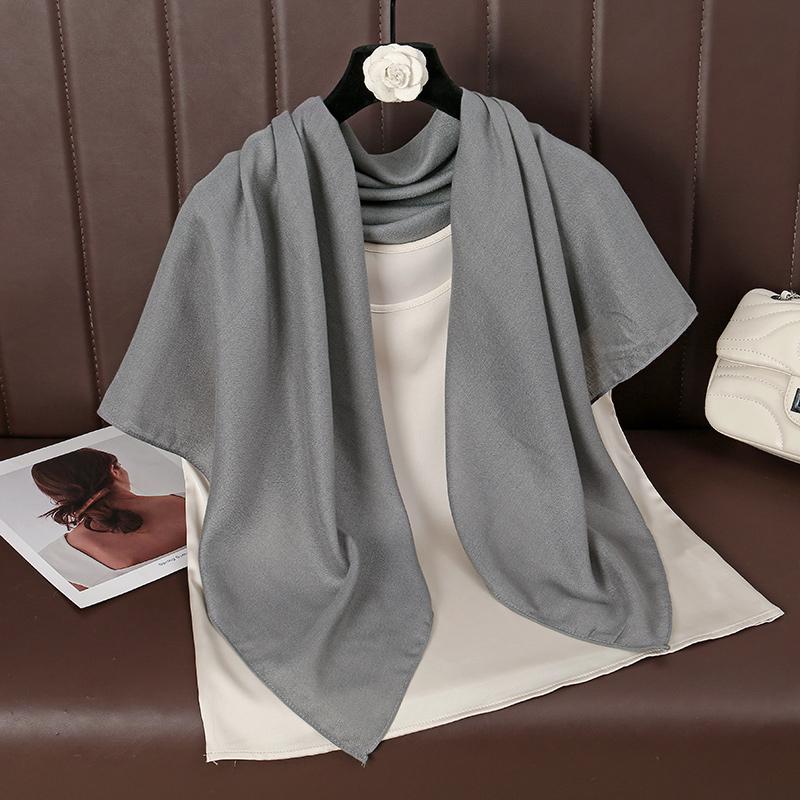 

90*90Cm Thin Soft Square Scarves For Women Simplicity Solid Color Cotton Linen Headscarf Muslim Female S Hijabs Bag Accessories 90-90CM