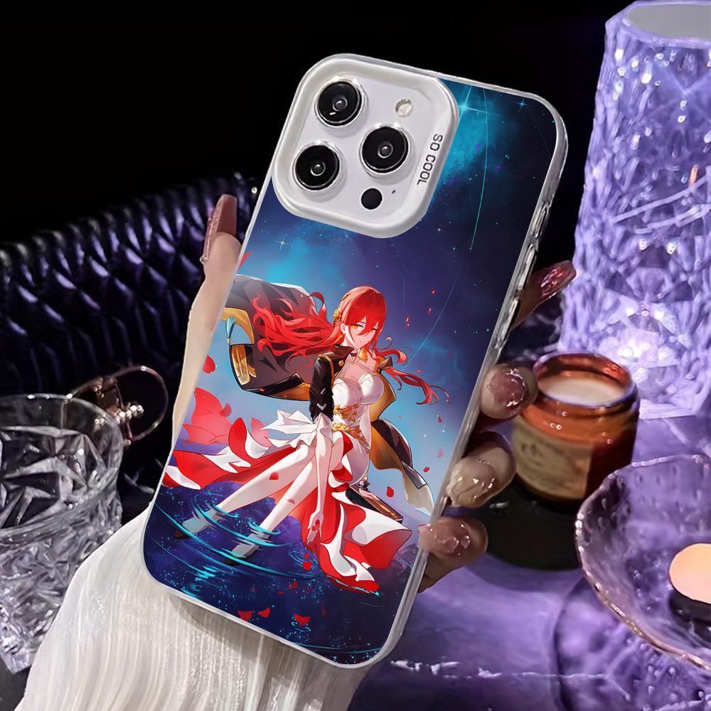 HSR Himeko White Translucent Mobile Phone Case for iPhone 17 16 15 14 13 12 11 X XR XS Air Pro Max Plus Colorful Cover