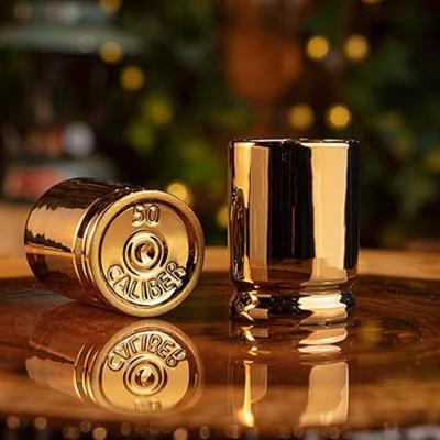 Die ORIGINALEN 50 CAL SHOTGLÄSER Wie echte 50 Kaliber Patronenhülsen, Shotgläser fassen 2 Unzen - 2er Set - ORIGINALE 50 CAL SHOTGLÄSER