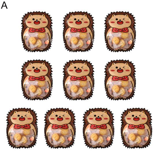 10 szt. Torebka na cukierki widoczne okno w zwierzęcym stylu śliczny mały kształt jeża woreczek do zamykania ciasteczek kuchnia