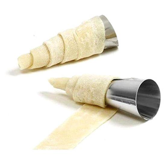 Stampo per croissant a spirale in acciaio inox a forma di cono appuntito, strumento per la cottura al forno