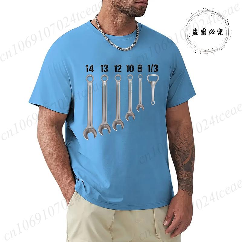 Men Summer Clothing Fashion Casual T-Shirts Keys Mechanic Beer Opener Humor Alcohol Beers Cars Motorcycles Print Sports T-shirt
