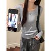 Kumikumi Simple Basic Style Solid Temperament Long Sleeve Knit Women Clothes Autumn Slimming Versatile Base Top
