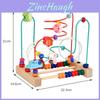 Wooden Kids Puzzle Toy With Animal Bead Stringing For Early Learning Play