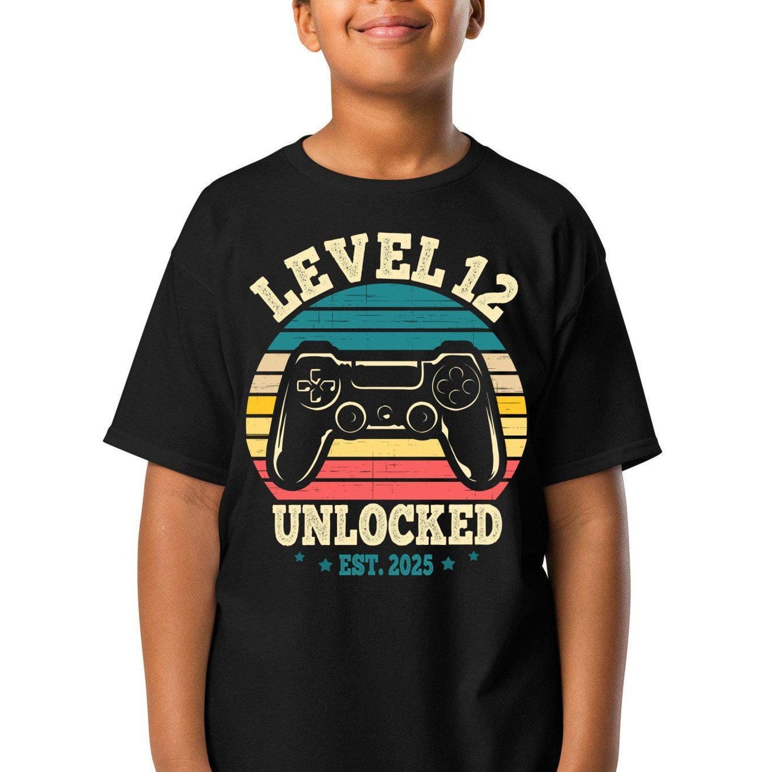 Level 12 Unlocked Birthday Gamer Shirt, Funny 12th Birthday T-Shirt, Boys 12th Birthday Gift, Level 12 T-shirt Unisex, Tween Birthday Tees S