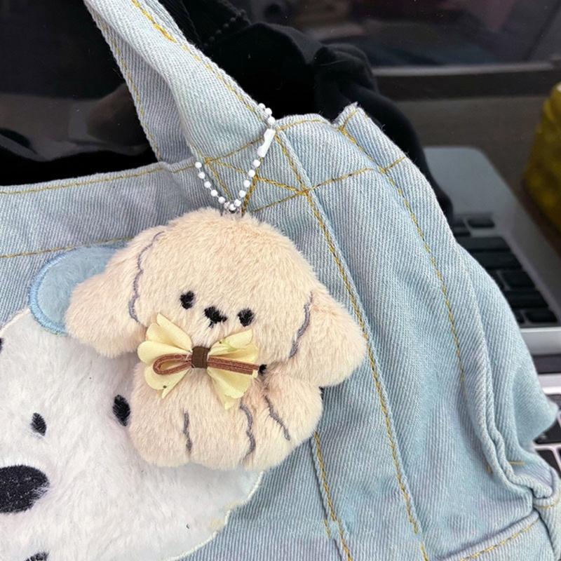 Dog Shaped Plush Bag Charm Keyring Soft Stuffed Animal Keychain Shopping Bag Charm Fashion Accessories for Everyday Use
