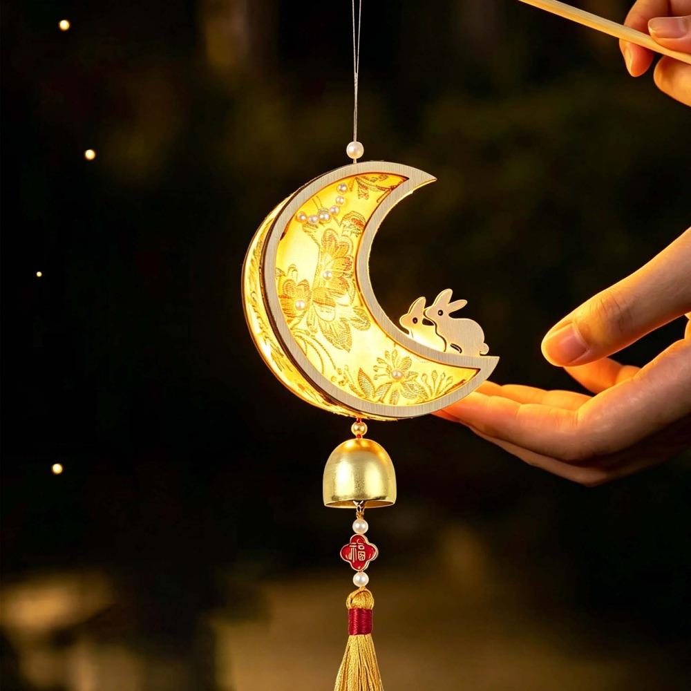 Handmade Fabric Lamp Kit Glowing Mid Autumn Craft Windchime Lantern DIY  Gifts