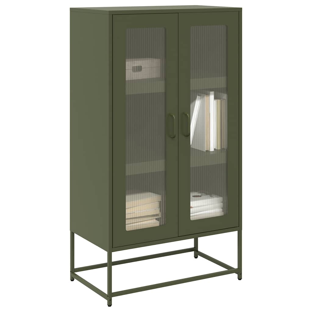 Komoda Oliwkowo-Zielona 68X39X123 Cm Stal