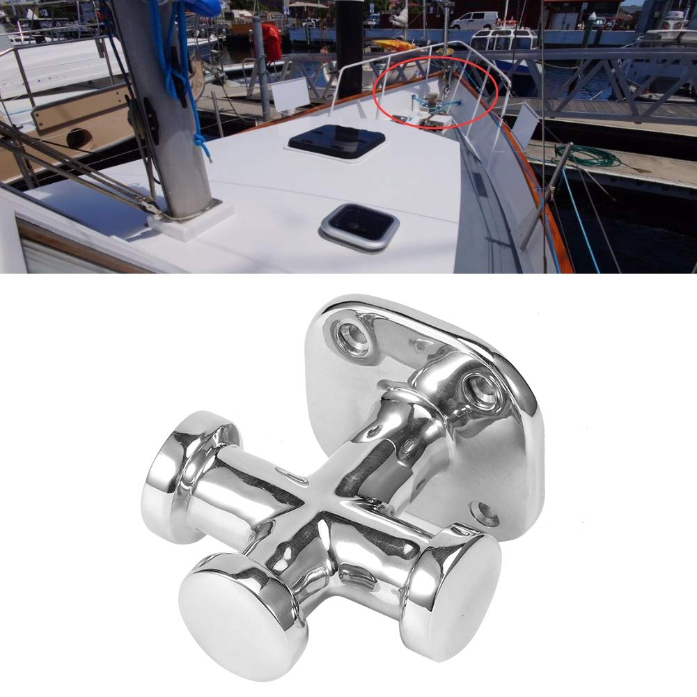 Elerose Boat Bollard, Marine Single Cross Bollard Mooring Bit Cleat 316 Stainless Steel 62x63x83mm Boat Deck Hardware