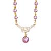 Crystal Studded Adjustable Pearls Necklace for Women Allergy Resistant Jewelry with Knot Detailing Evening Wear