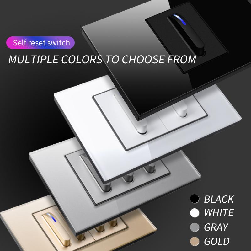 118 Type Piano Key Black Tempered Glass Fashionable Switch Socket American British European Standard Universal Socket