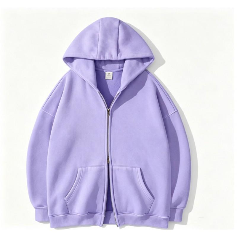 Womens Same Style Zip-Up Hoodie Casual Sport Sweatshirt Solid Color Loose Fit Teens