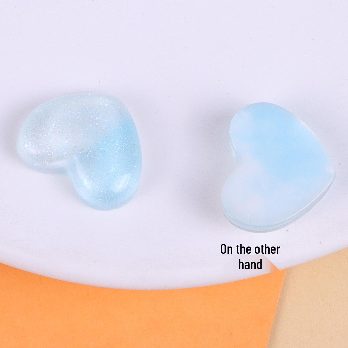 Glitter Gradient Heart Patch DIY Handmade Earrings, Hair Accessories, Phone Case, Shoe Decorations небесно-голубой