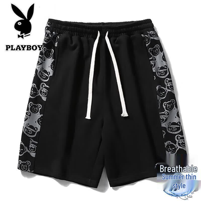 PLAYBOY Men s Summer Sporty Elastic Beach Shorts M