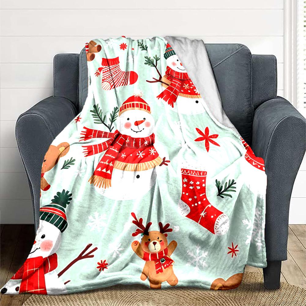 1pc Snowman Blanket Warm, Cozy, And Soft, Suitable for Sofas, Beds, Cars, And Office Use.Perfect for Camping And Travel, Making It a Great Gift for An