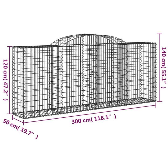 VidaXL Curved Gabion Baskets 2 Pcs 300x50x120/140 Cm Galvanized Iron, Gabion, Gabion Cage, Gabion Wall Basket, Wall 3146719