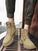 Thickened Fleece Lined Men's Winter Warm Cotton Padded Snow Boots Work Safety Motorcycle Workwear Leather Waterproof Lace Up