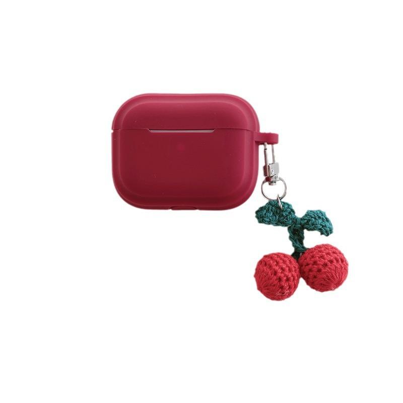 Ins burgundy cherry for AirPods pro1 protective case simple 1st generation third generation apple wireless earphone case