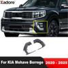 For KIA Mohave Borrego - 2024 2025 Carbon Fiber Car Front Fog Light Lamp Cover Trim Foglight Bezel Trims Accessories