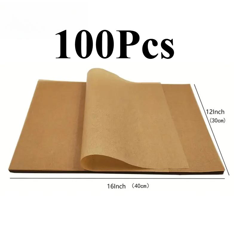 Pre-Cut Rectangle Baking Parchment Paper Silicone Coated Multi-Use for Oven Steamer BBQ Non-Stick Greaseproof Cooking Sheets
