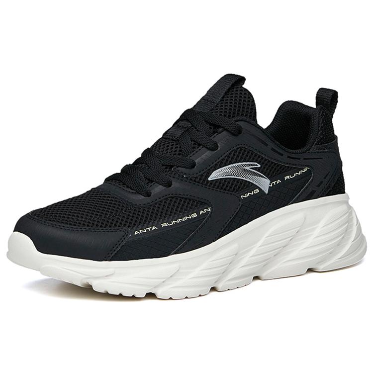 Anta Cushioning Slip Resistant Abrasion Resistant Low top Running Shoes Men's Black 112225573-3