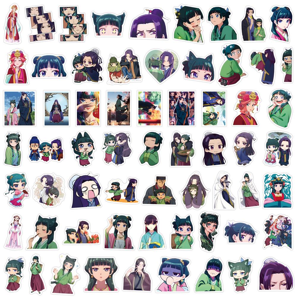 

60PCS Cartoon Girl s Whisper Stickers: Waterproof Decor for Journals, Water Bottles, and Computers