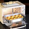 Grande Teglia da Forno in Metallo, Padella in Acciaio Inossidabile, con Manici, Teglia Rettangolare Robusta, Resistente alle Alte Temperature per Frutti di Mare, Utensili da Cucina Durevoli,