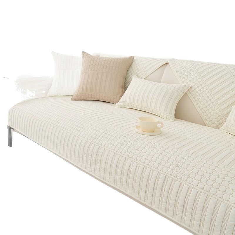 Nordic Cotton Sofa Cushion, Quilted Washed Pure Cotton Sofa Cover Towel, Universal Fabric For All Seasons, Non-Slip Sofa Seat Cushion