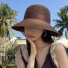 French Casual Versatile Ribbon Bow Hat Women's Summer Vintage Panama Straw Hat Seaside Vacation Sunscreen Hat
